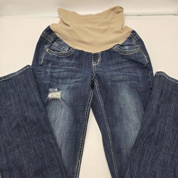 WallFlower Maternity Blue Jeans Size medium Denim embellished pocket‎ 87-2 - Picture 1 of 12
